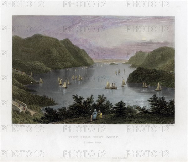 The Hudson River as seen from West Point, USA, 1837.Artist: R Wallis