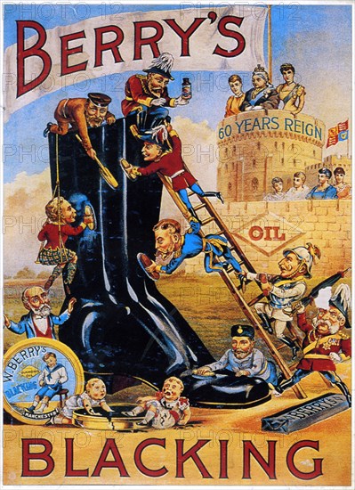 Advertisement for Berry's boot polish, 1887. Artist: Unknown