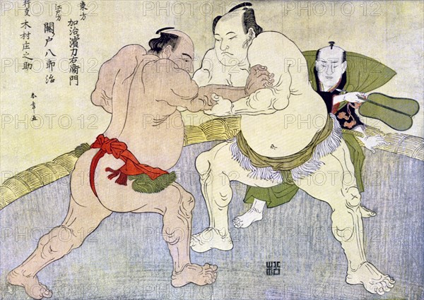 Sumo wrestlers, 1897. Artist: Unknown