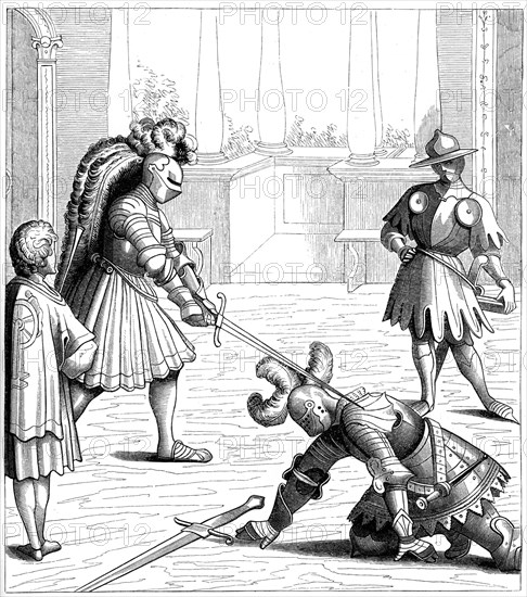 Single combat between Maximilien and a German knight, 15th century (1849).Artist: Burgmayer