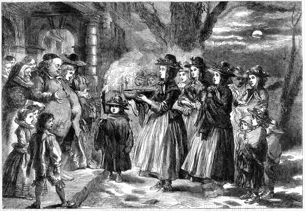 The Wassail Bowl, 1860.Artist: Sir John Gilbert