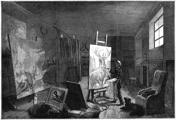 Sir Edwin Landseer's (1802-1973) studio, Brighton, East Sussex, 1874. Artist: Unknown