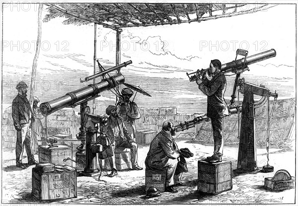 Astronomers waiting for an eclipse, India, 1872. Artist: Unknown