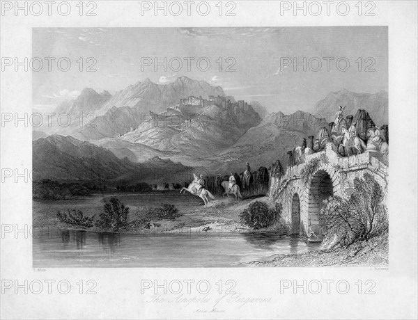 The acropolis of Pergamum (Bergama), Turkey, 19th century.Artist: J Redaway