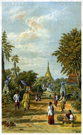 The Shwe Dragon pagoda, Rangoon, 19th century.Artist: C Kegan Paul