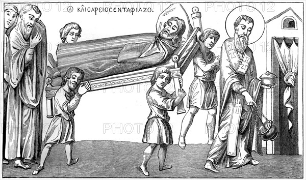 Funeral in St Césaire, 9th century (1849). Artist: Unknown