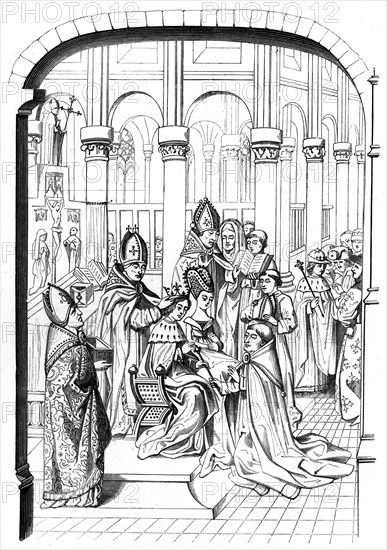 The coronation of King Charles V of France (1337-1380), 14th century (1849).Artist: A Bisson