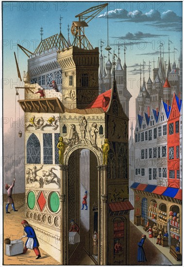 Building construction, France, 15th century (1849).Artist: Franz Kellerhoven