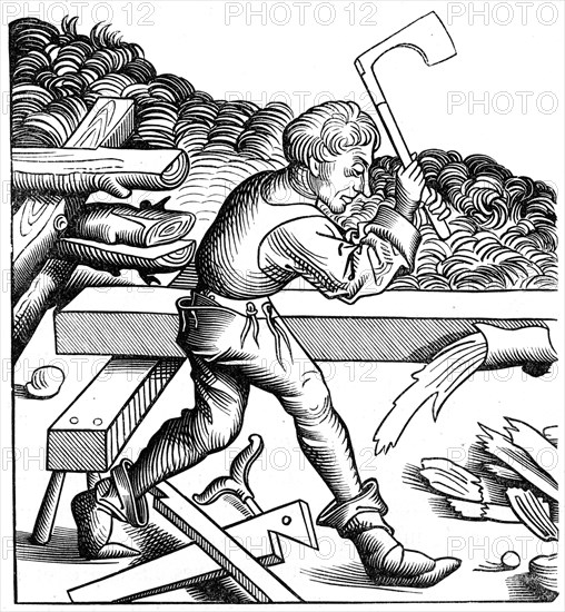 Ship carpenter, 15th century (1849). Artist: Unknown