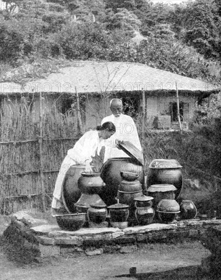 White-robed inhabitants of Korea, 1936.Artist: Wide World Photos