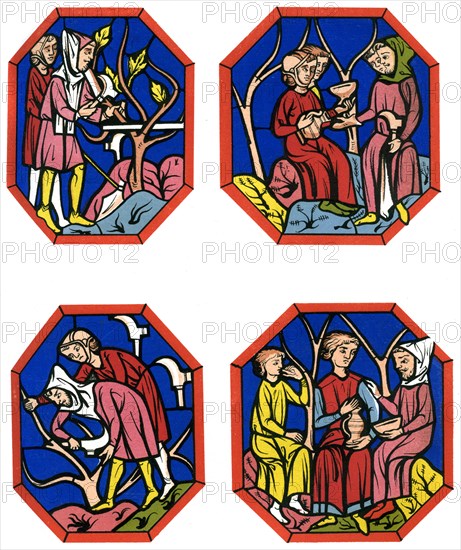 Wine making, 13th century (1849).Artist: Thurwanger Freres