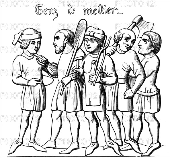 Professional tradesmen, 14th century (1849). Artist: Unknown