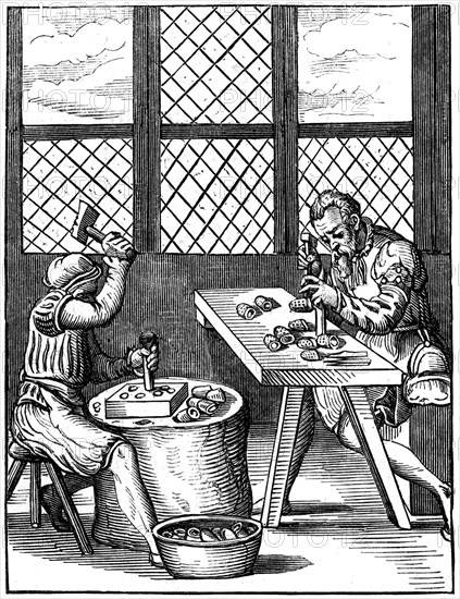 Thimble makers, 16th century (1849).Artist: Jost Amman