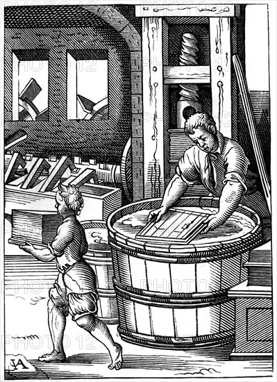 Paper maker, 16th century, (1849).Artist: Jost Amman