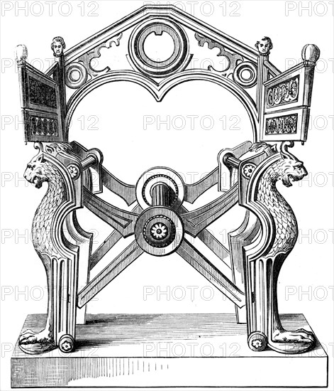 The Chair of Dagobert, 7th century, (1849). Artist: Unknown