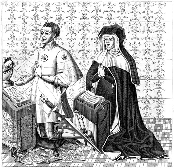 Jean Jouvenel des Ursins his wife, Michelle de Vitry, praying, 14th or 15th century (1849). Artist: Unknown