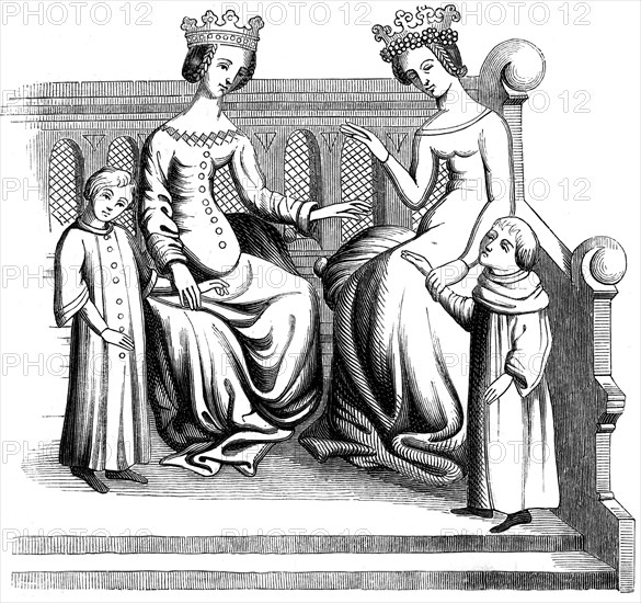 Noble women and children, 14th century (1849). Artist: Unknown