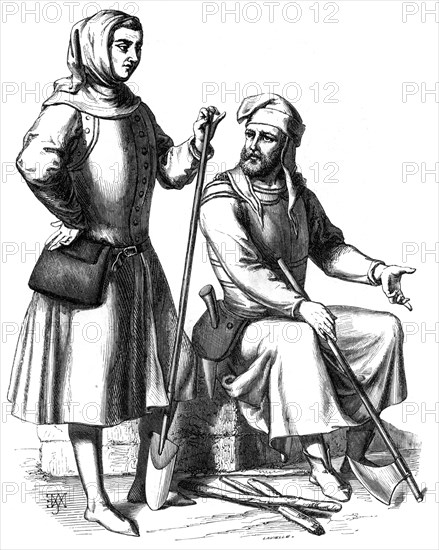 Italian gardener and woodcutter, 15th century (1849). Artist: Unknown