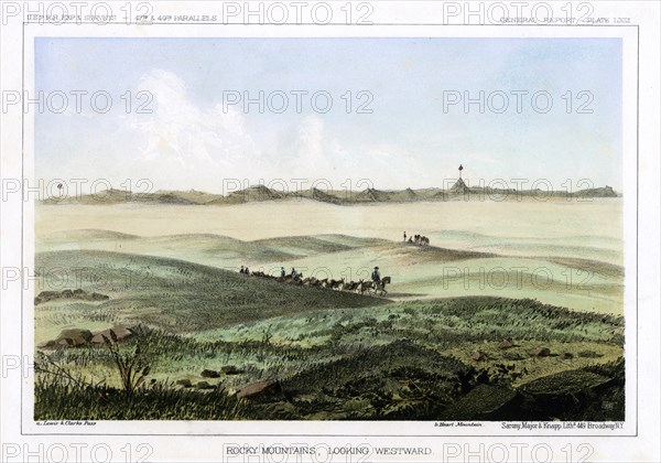 The Rocky Mountains, looking westward, USA, 1856.Artist: John Mix Stanley