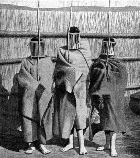 Basuto girl brides during a period of initiation into the adult tribal society, Lesotho, 1922. Artist: Unknown
