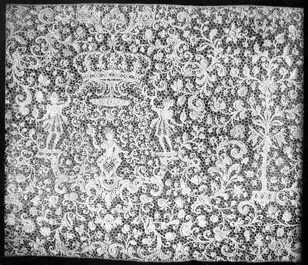 Raised Venetian or rose point lace, 17th century, (1901). Artist: Bemrose