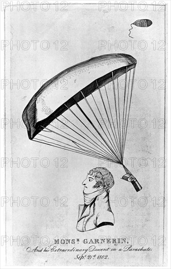 Andre Jacques Garnerin, French aeronaut and the first parachutist, c1802 (1910). Artist: Unknown