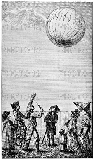 Ascension of a Montgolfier balloon, late 18th century, (1910). Artist: Unknown