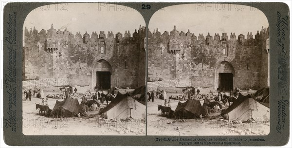 The Damascus gate, the nothern entrance to Jerusalem, Palestine, 1896.Artist: Underwood & Underwood