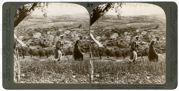 Bethany, as seen from the eastern slope of the Mount of Olives, Palestine, 1899.Artist: Underwood & Underwood