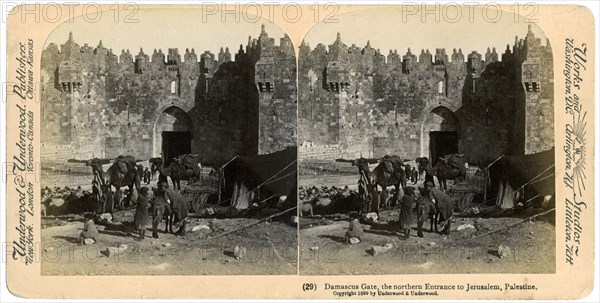 The Damascus gate, the nothern entrance to Jerusalem, Palestine, 1899.Artist: Underwood & Underwood