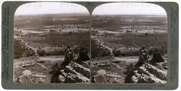 The plain of the River Jordan, as seen from the ruins of ancient Jericho, Palestine, 1903.Artist: Underwood & Underwood