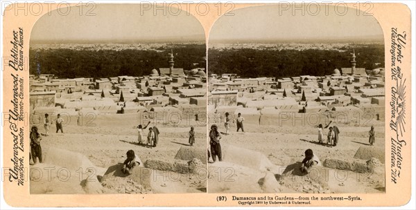 Damascus and its gardens, as seen from the north-west, Syria, 1900.Artist: Underwood & Underwood