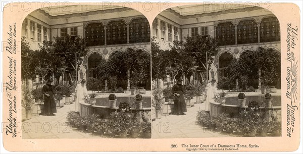 The inner court of a Damascus home, Syria, 1900.Artist: Underwood & Underwood