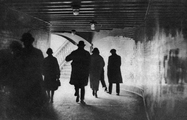 The mouth of a Thames-side subway, London, 1926-1927. Artist: Unknown