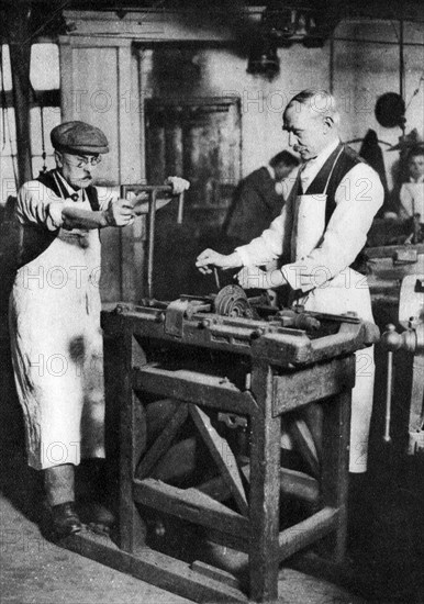 Cutting a key barrel, London, 1926-1927. Artist: Unknown