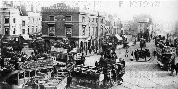 The Elephant and Castle during the time of the horse-tram, London, 1926-1927. Artist: Unknown