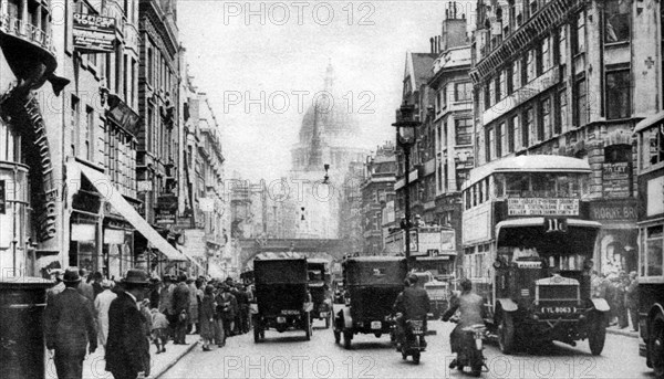Fleet Street as seen from opposite Salisbury Court, London, 1926-1927. Artist: Unknown