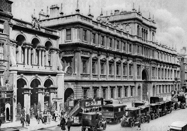 Burlington Arcade entrance and the house of the Royal Academy, Piccadilly, 1926-1927.Artist: McLeish