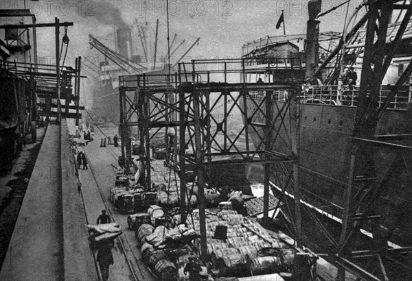 Merchant ships in the Royal Albert Dock, London, 1926-1927. Artist: Unknown