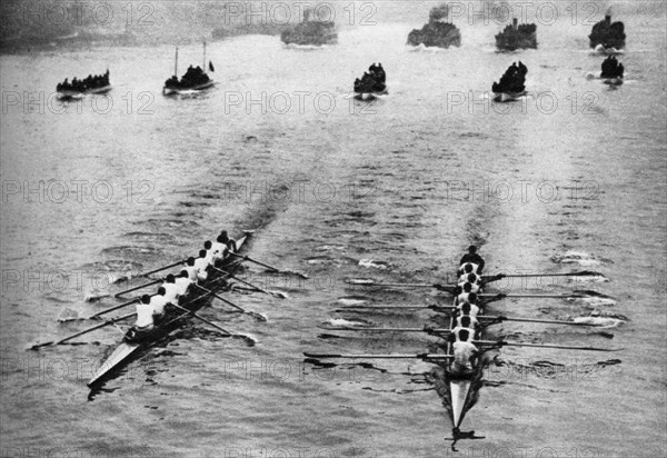 Oxford and Cambridge Boat Race, London, 1926-1927. Artist: Unknown