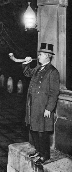 Panyer-man blowing a silver mounted ox-horn, Middle Temple Hall, London, 1926-1927. Artist: Unknown