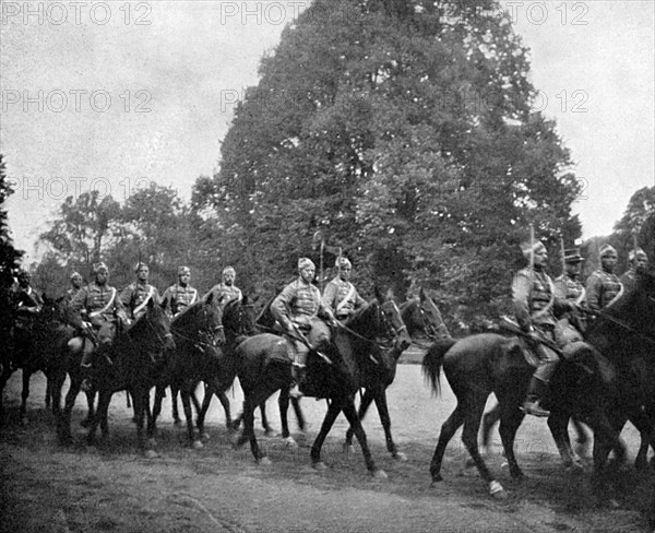 Danish Hussars at Bernsdorff, 1908. Artist: Queen Alexandra