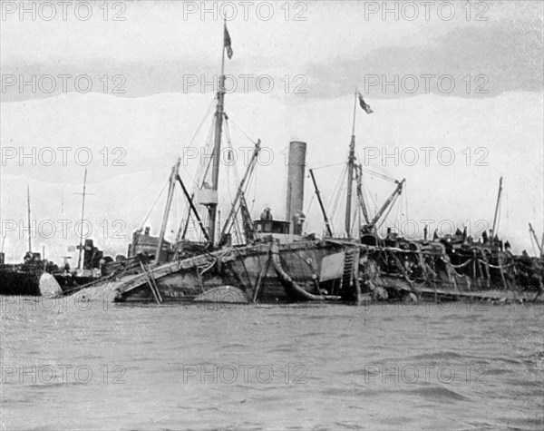 The raising of HMS Gladiator, 1908.Artist: Queen Alexandra