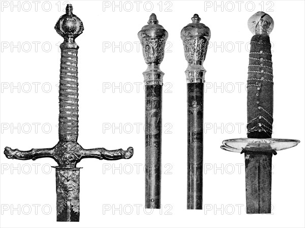 Liverpool's swords and wooden staves, 1910. Artist: Unknown