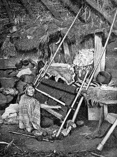 Araucanian woman weaving, Chile, 1922. Artist: Unknown