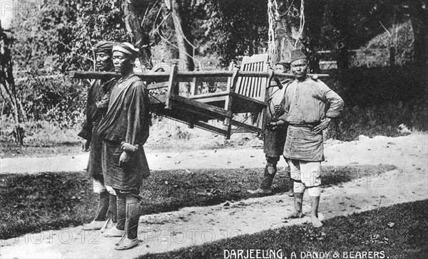 'Dandy and Bearers, Darjeeling', India, early 20th century. Artist: Unknown