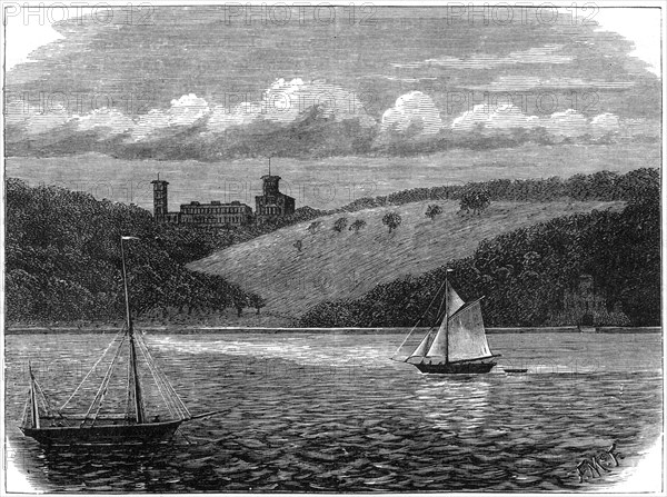 Osborne House, Isle of Wight, as seen from the sea, late 19th century. Artist: Unknown