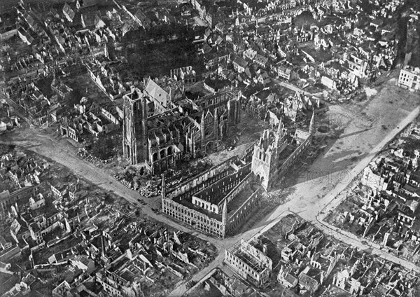 Ypres after German bombardment, First World War, 1914-1918, (c1920). Artist: Unknown