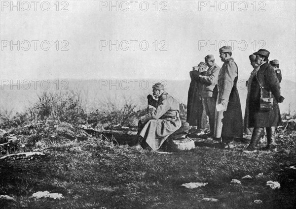 King Peter of Serbia at the front, First World War, 1914, (1920). Artist: Unknown