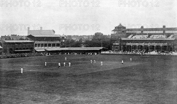 A cricket match in progress at Lord's cricket ground, London, 1912. Artist: Unknown